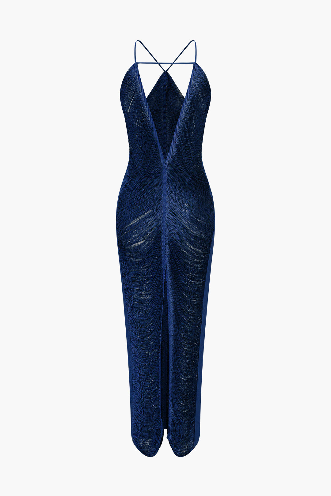 Robe mi-longue unie avec découpes et fente