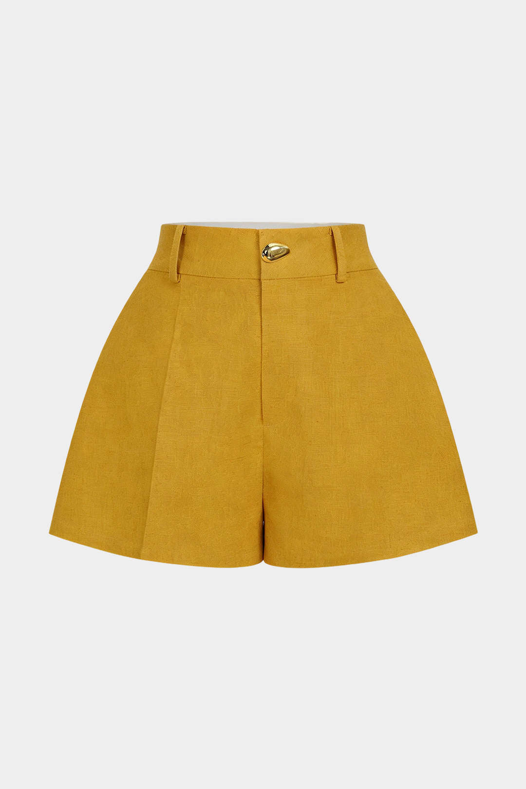 Kurze Leinenhose mit hoher Taille und Knöpfen