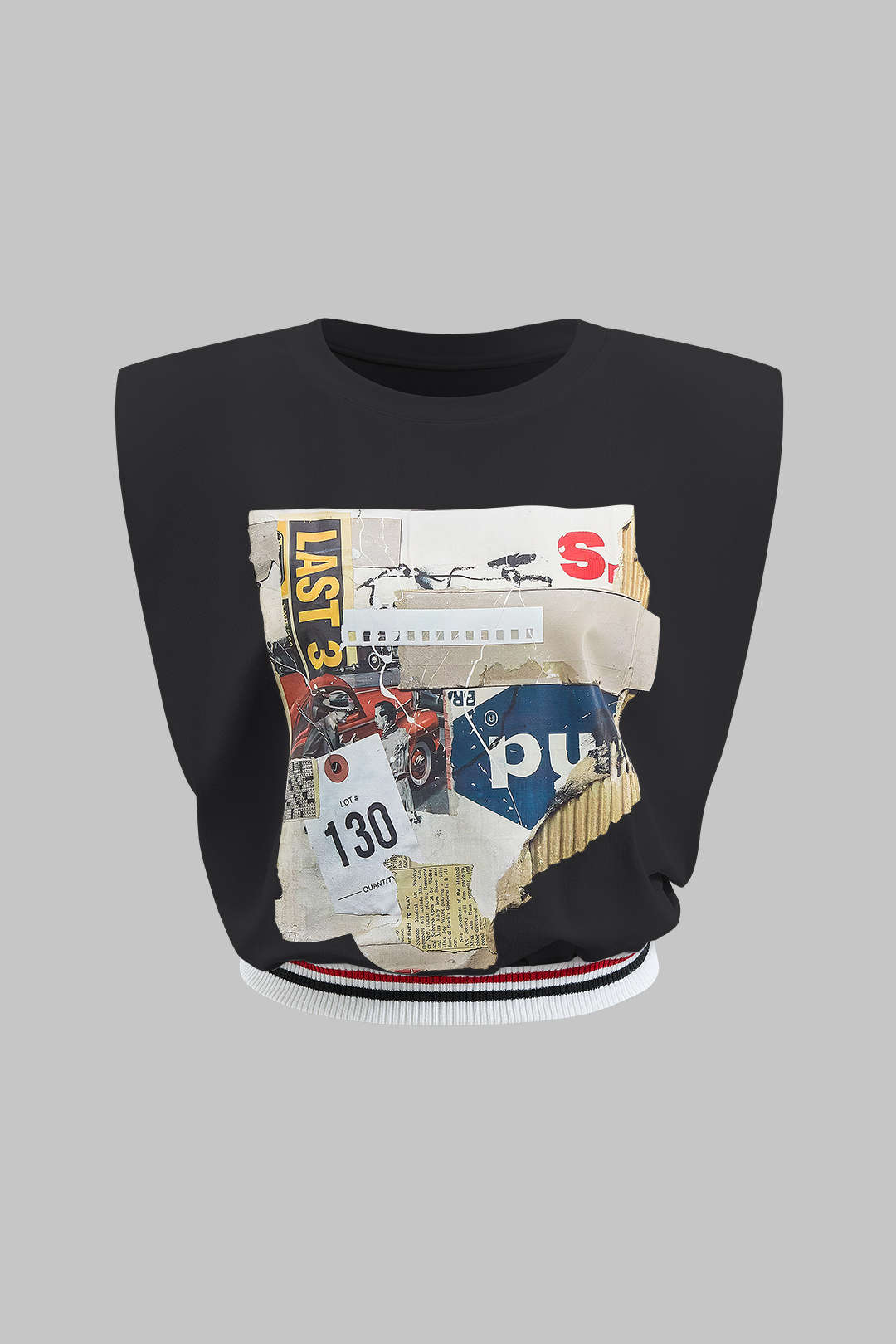 T-shirt ample sans manches imprimé numérique motif lettre de voiture