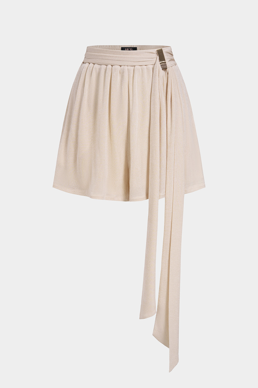 Metallic Asymmetrical Ruched Shorts