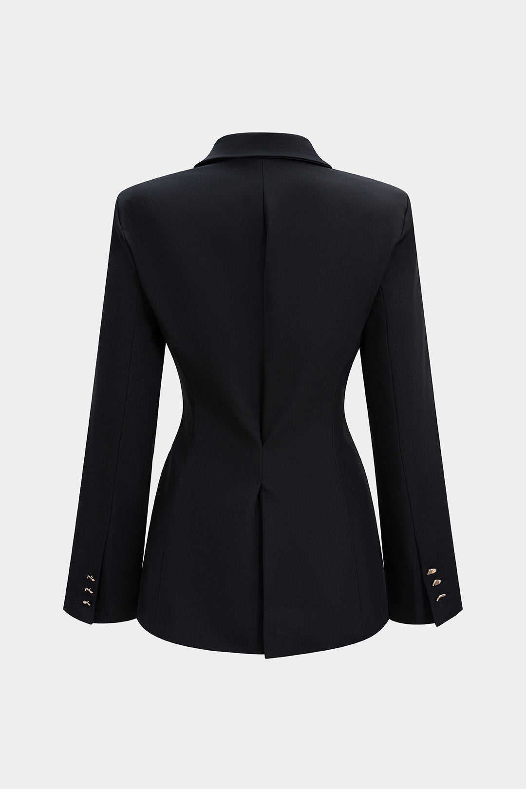 Notched Lapel Metallic Decor Ruched Asymmetrical Blazer