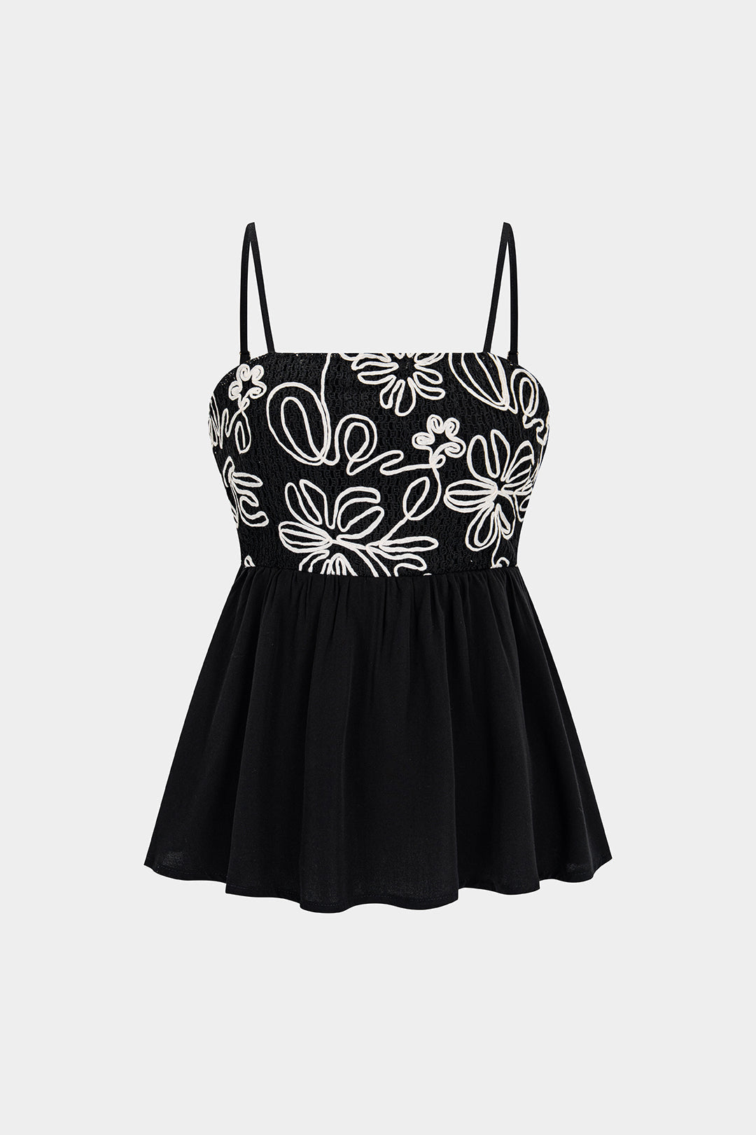 Flower Applique Smocked Cami Top