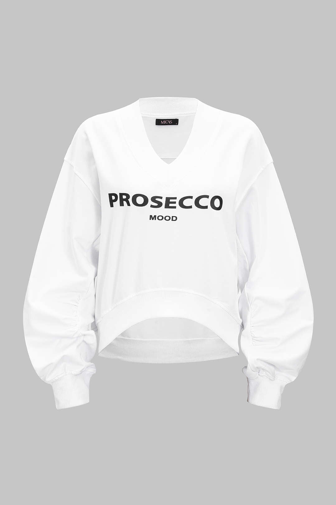 Sweat-shirt à manches longues et col en V avec patchwork et imprimé lettre
