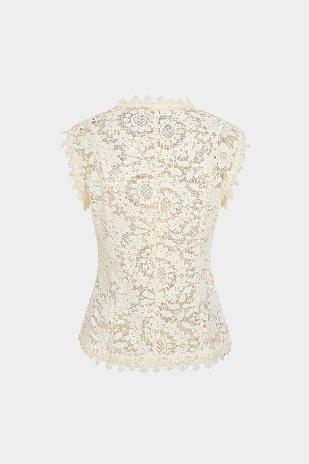 Spitzen-Patchwork-Satin-Tanktop mit Knopfleiste