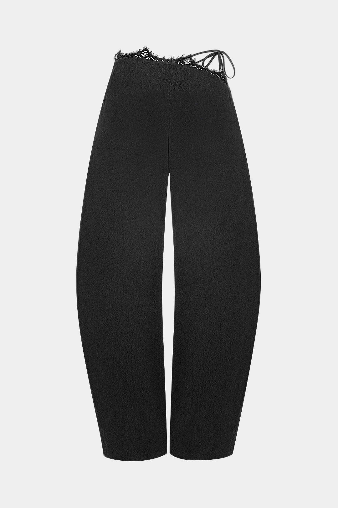 Lace Trim Tie Asymmetrical Wide Leg Pants