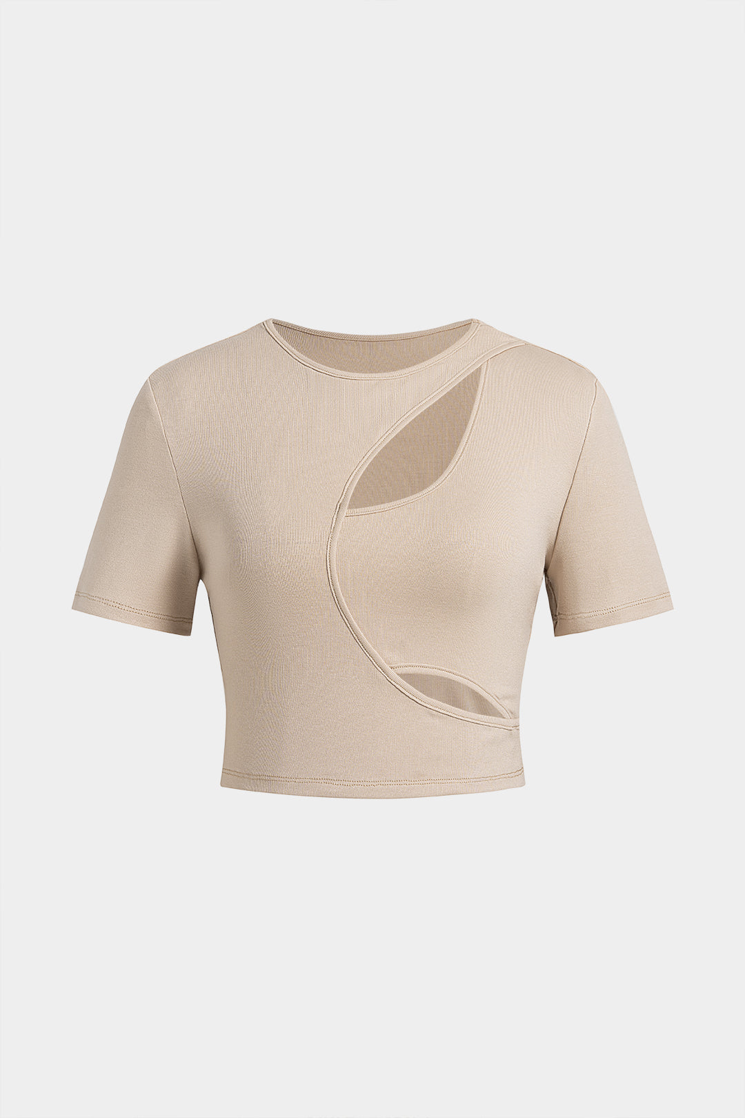 Rundhals-T-Shirt mit asymmetrischen Cut-Outs und kurzen Ärmeln