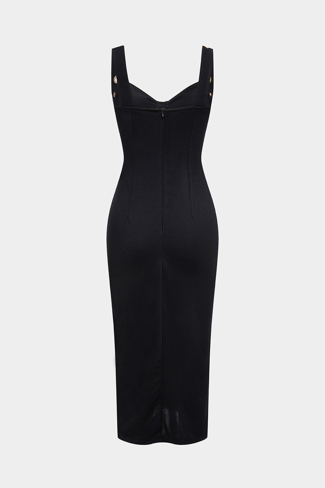 Robe midi sans manches avec fermeture éclair et œillets métalliques