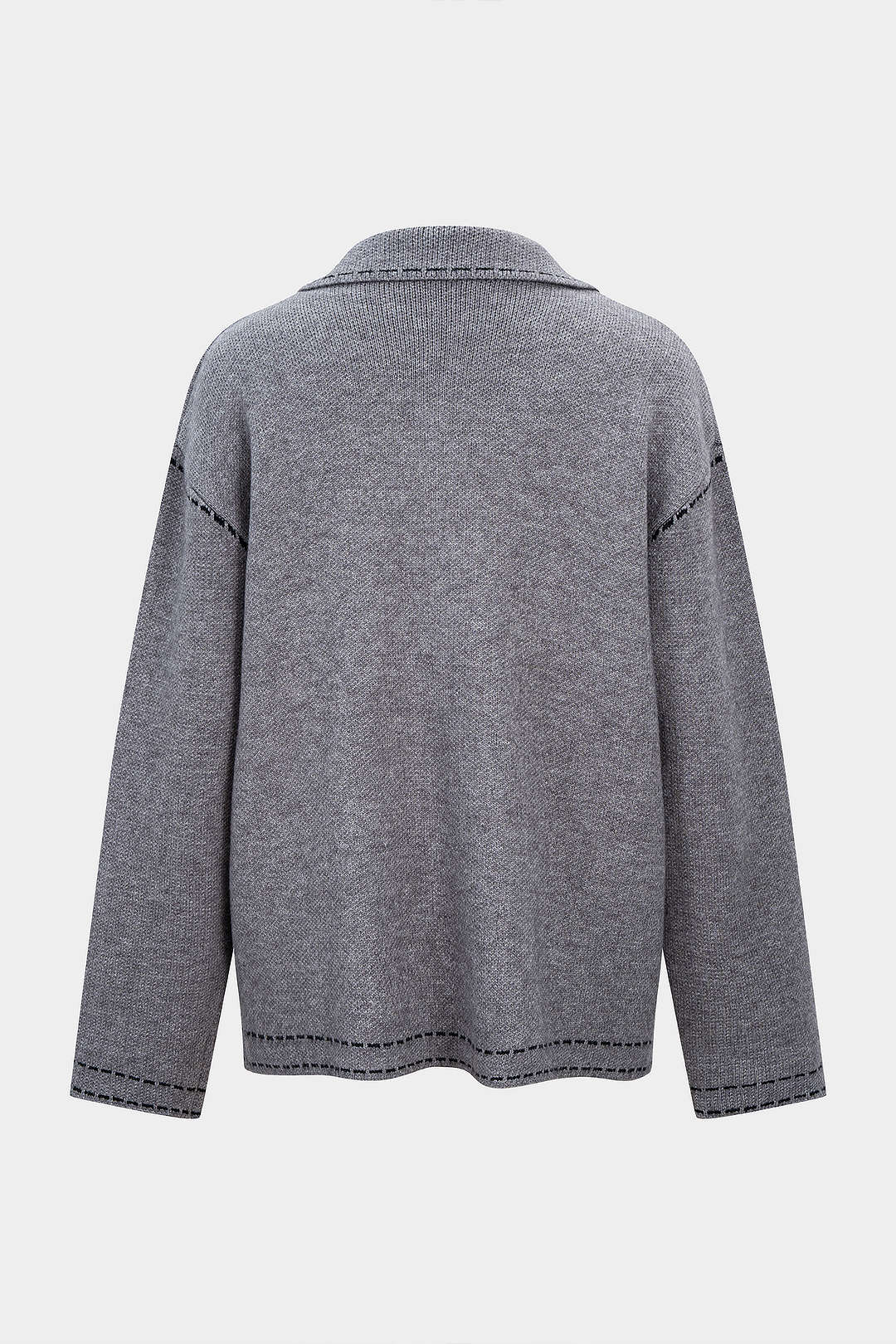 Strickjacke mit Kontrastlinie und Revers
