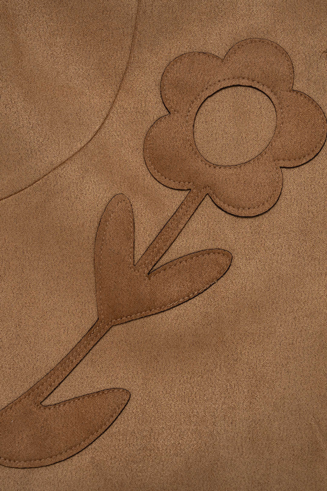 Flower appliques Suede Patchwork Button Jacket