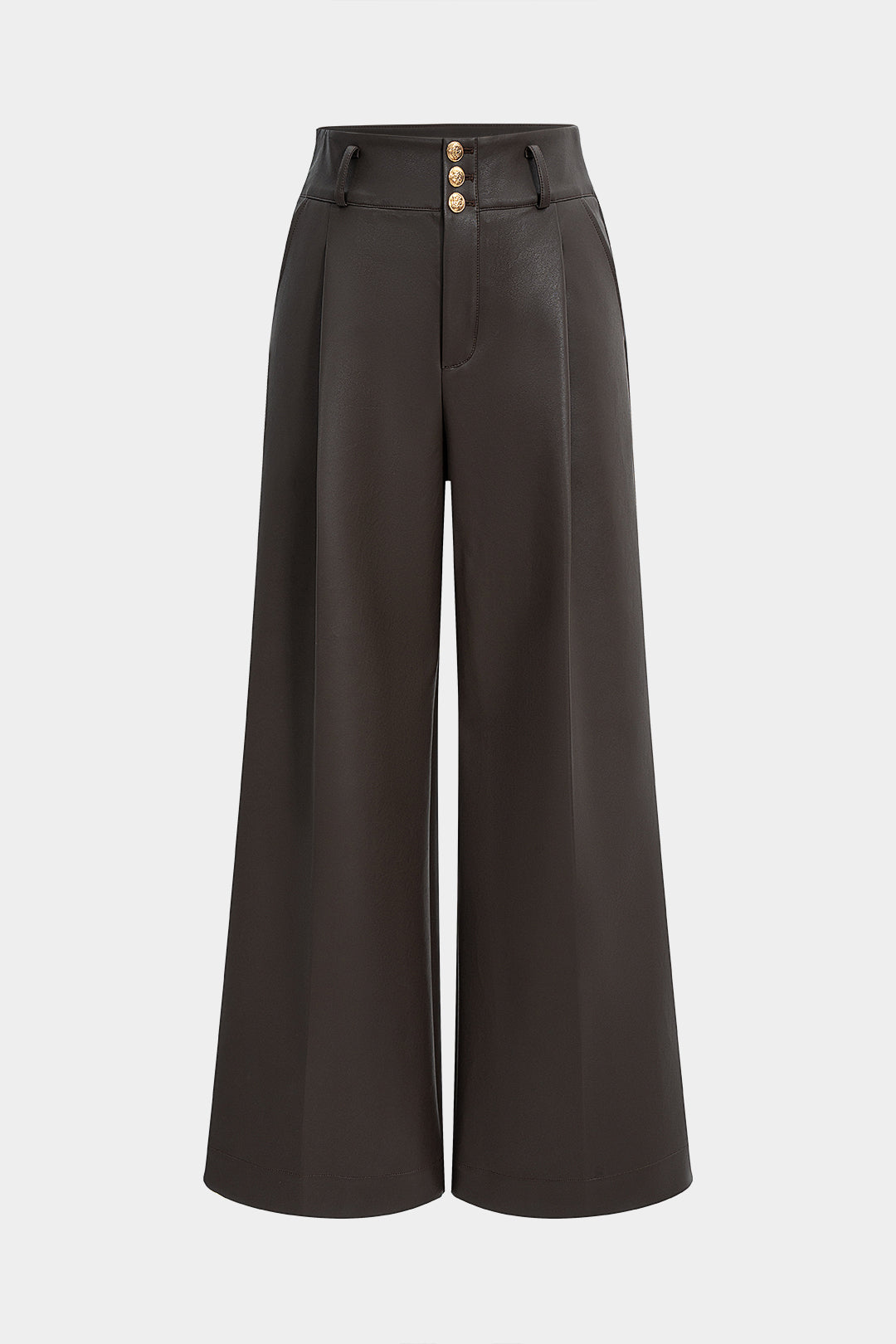 Hose aus Kunstleder mit Metallic-Knöpfen und geradem Bein