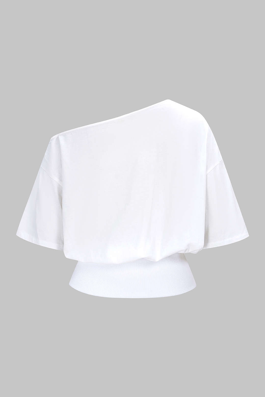 T-shirt asymétrique à manches courtes en patchwork