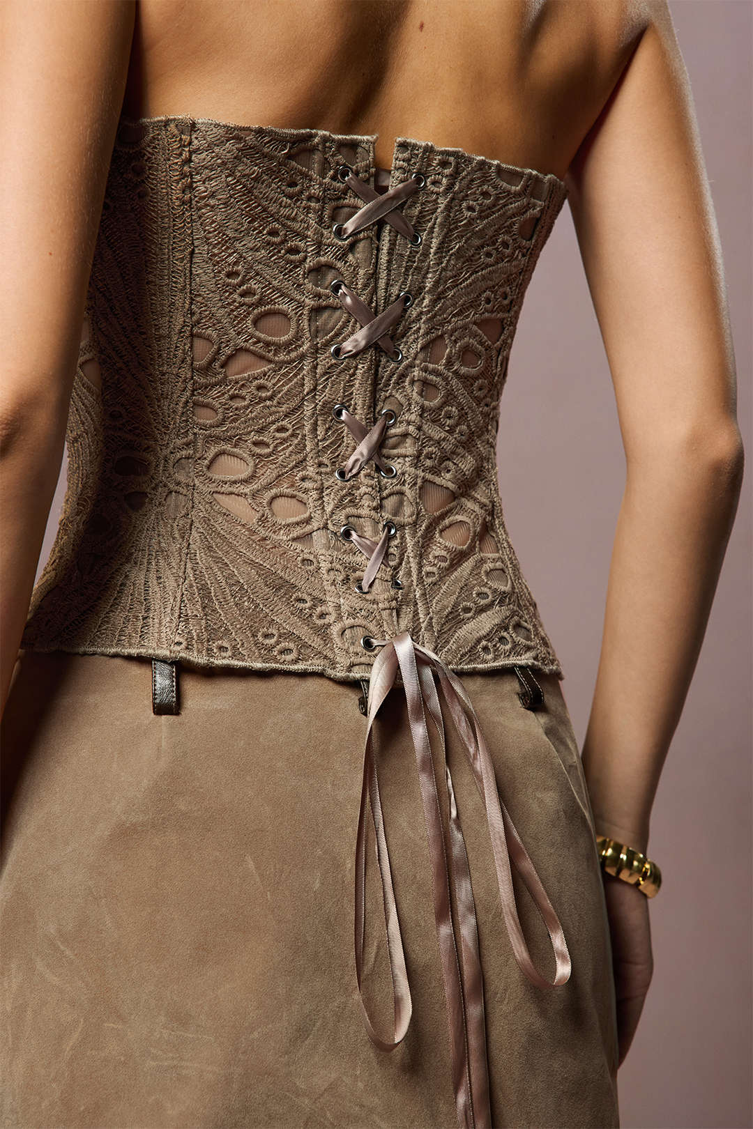Mesh Lace Tie Back Tube Top
