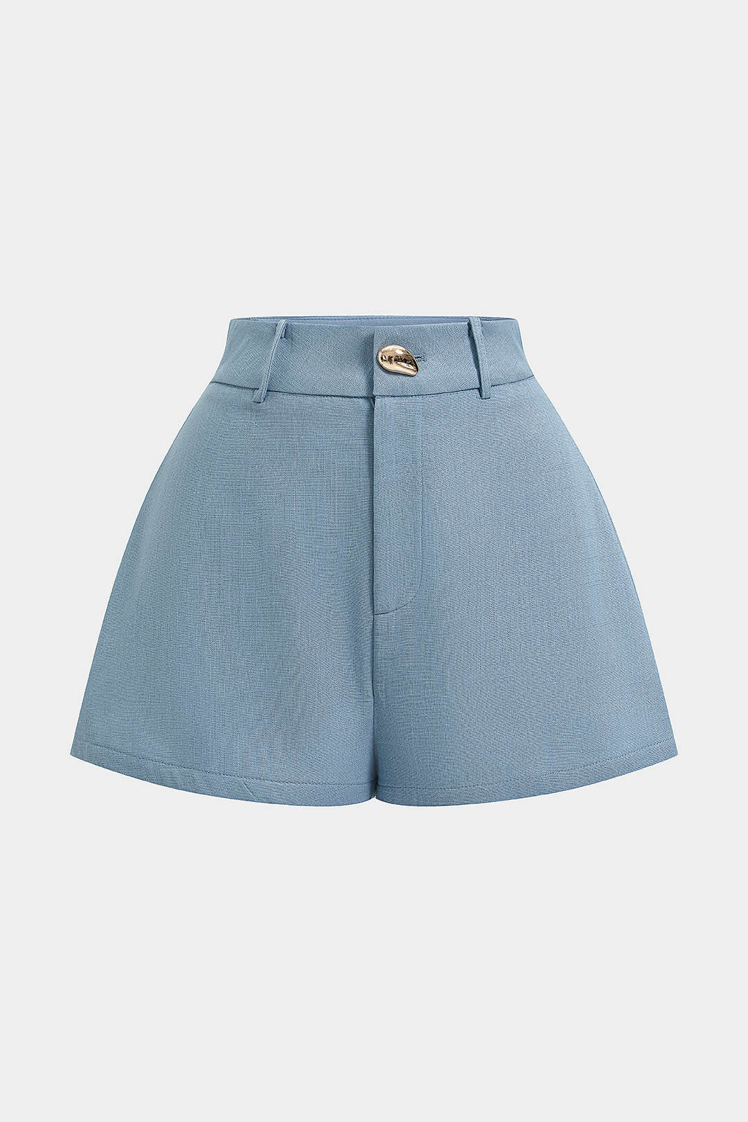 Kurze Leinenhose mit hoher Taille und Knöpfen