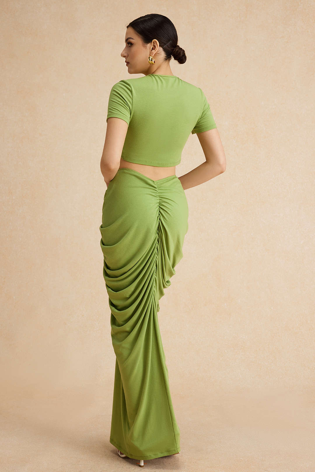 Metallic Decor Ruched Skirt