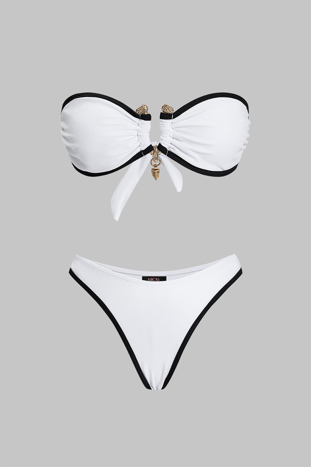 Contrast Metallic Tie Back Bikini Set