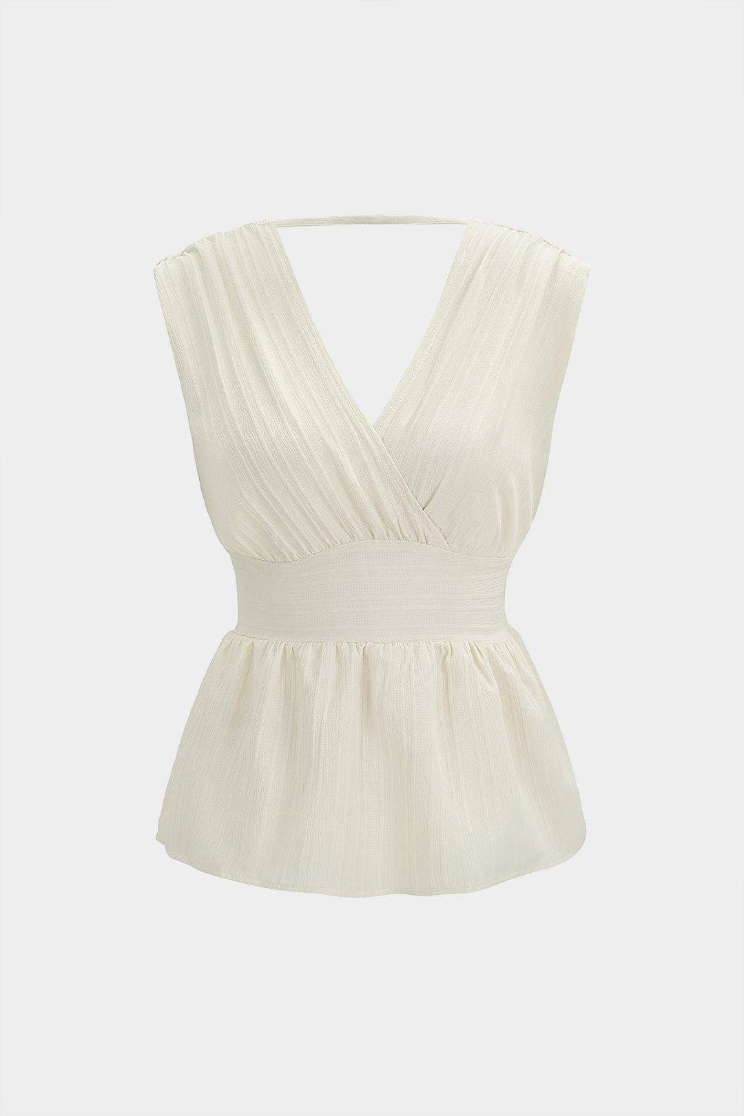 Textured V-Neck Tie Back Tank Top