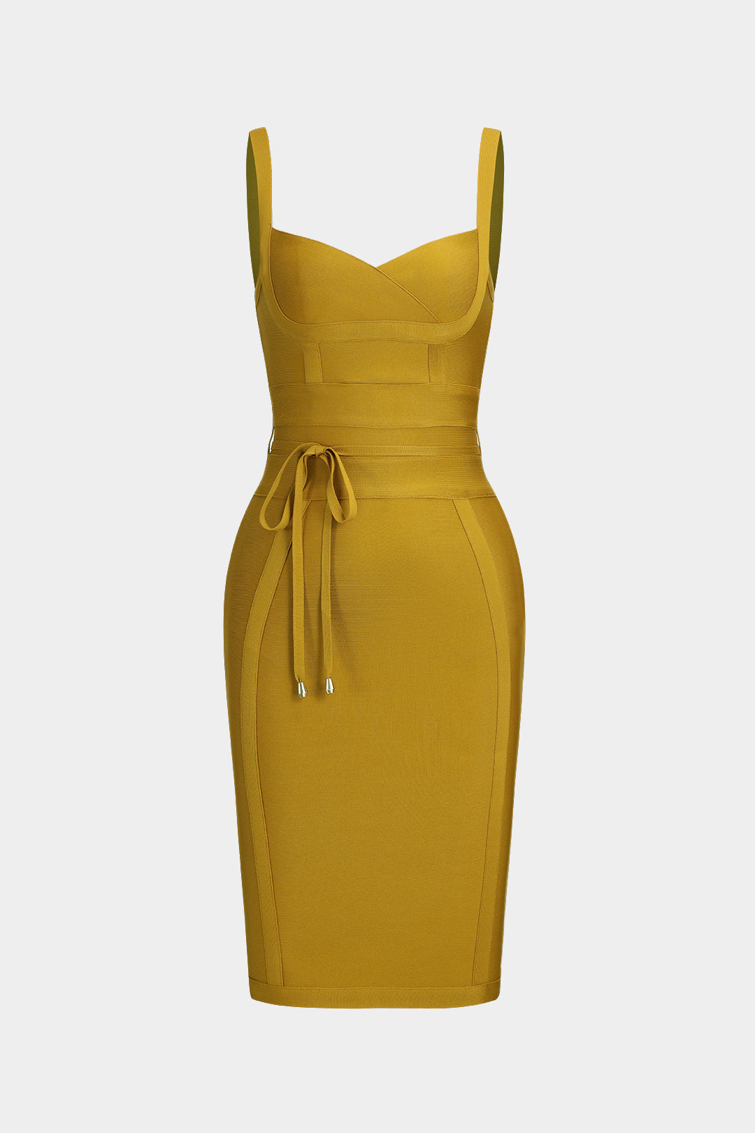 Knit Tie Front Zipper Slip Midi Dress