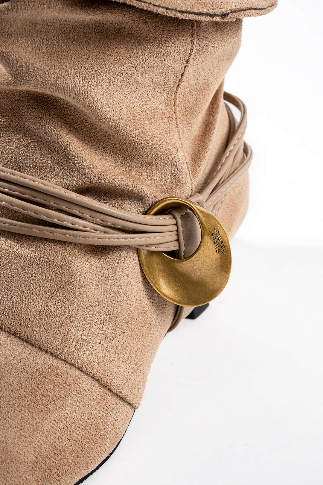 Suede Metallic Decor Pointed Ankle Boots