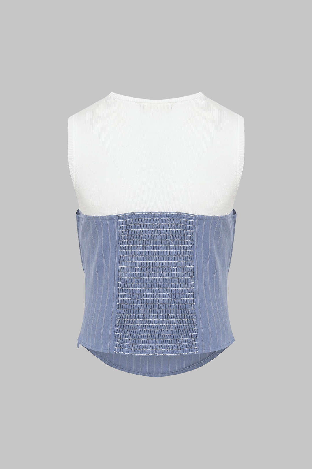 Tanktop mit Kontraststreifen, asymmetrischem Schnitt und Knoten-Detail