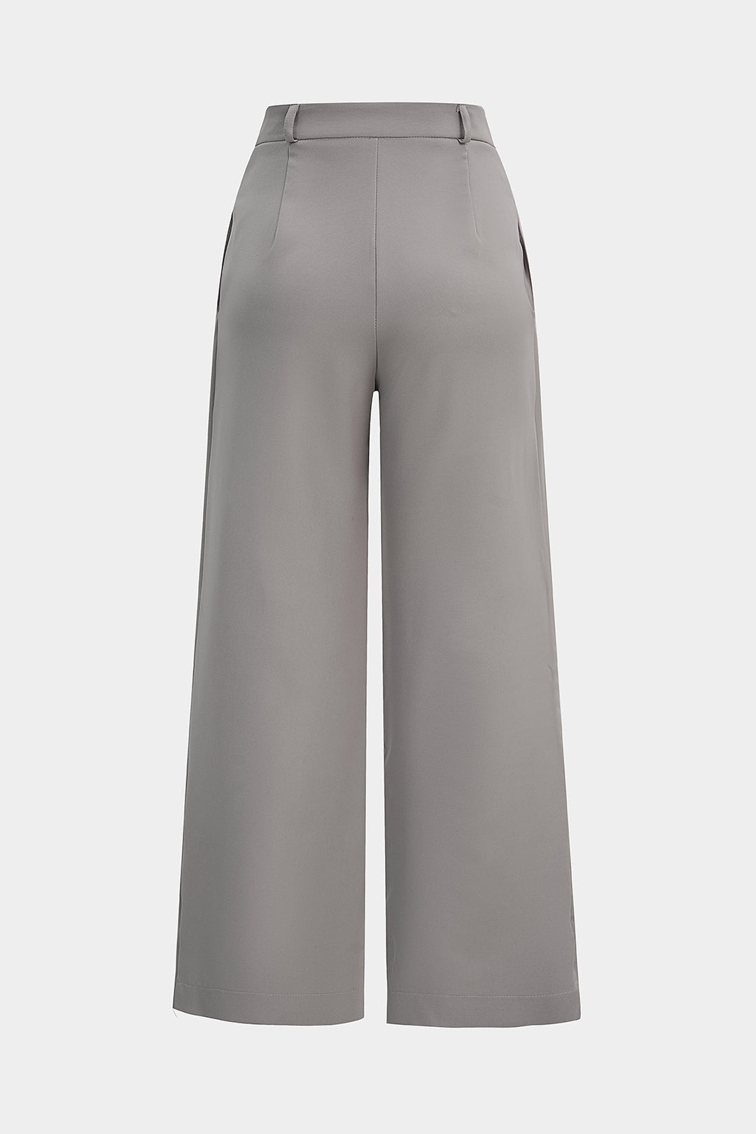 Double Waistband Button High-Waisted Wide-Leg Pants