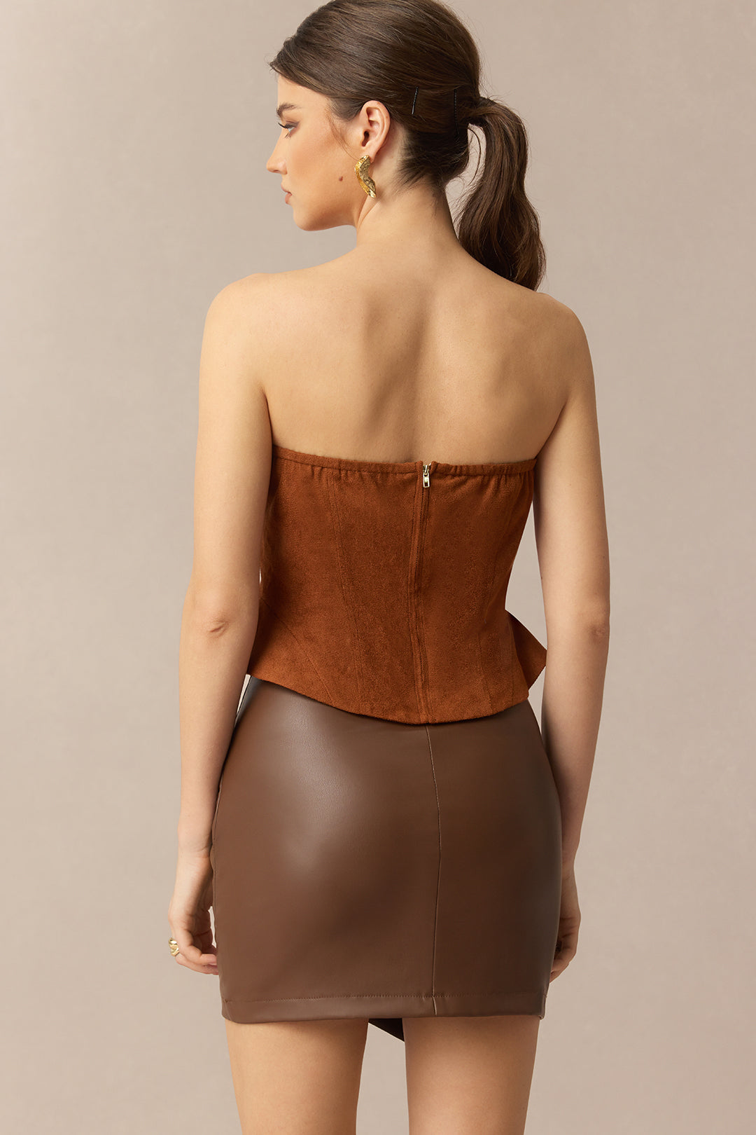 Suede Corset Tube Top