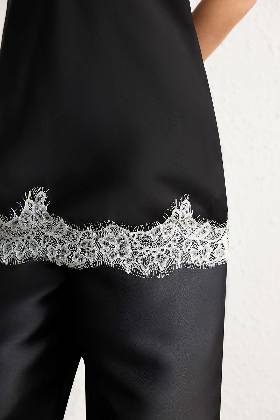 Lace Patchwork Satin V-Neck Cami Top