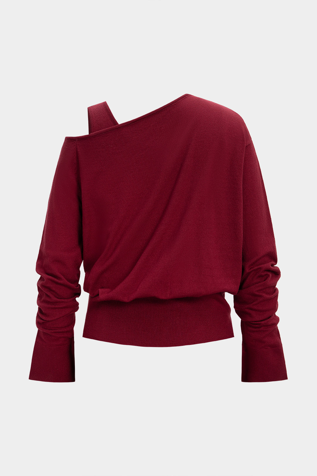 Knit Asymmetrical Long-Sleeve Top