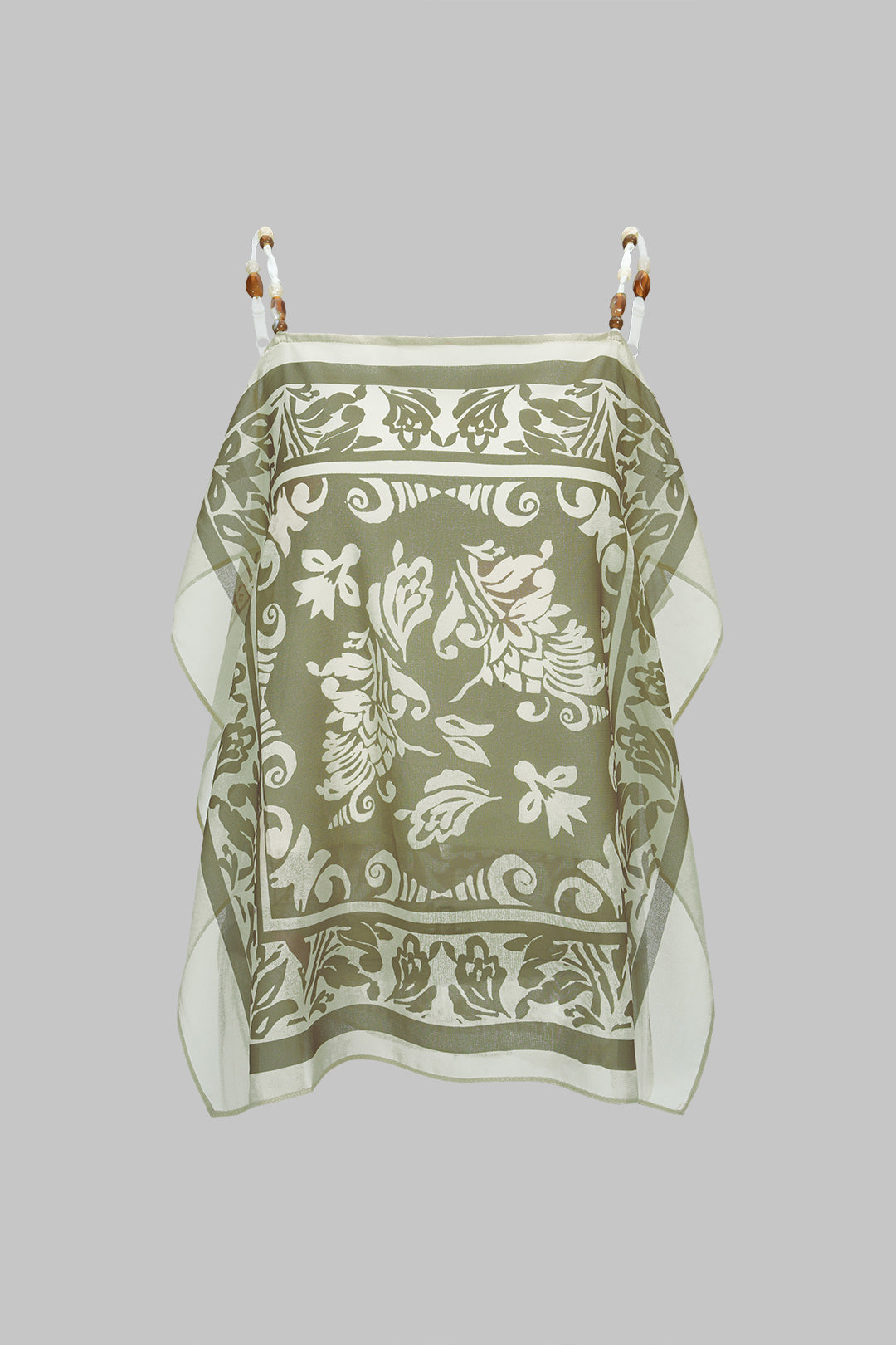 Künstlerischer Print Satin Patchwork Chiffon Perlen Cami-Top