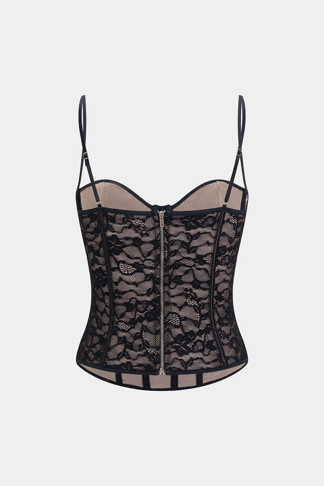 Lace Corset Zipper Cami Top