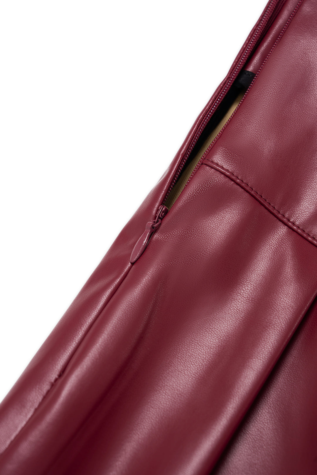Faux Leather Pleated Zipper Pants