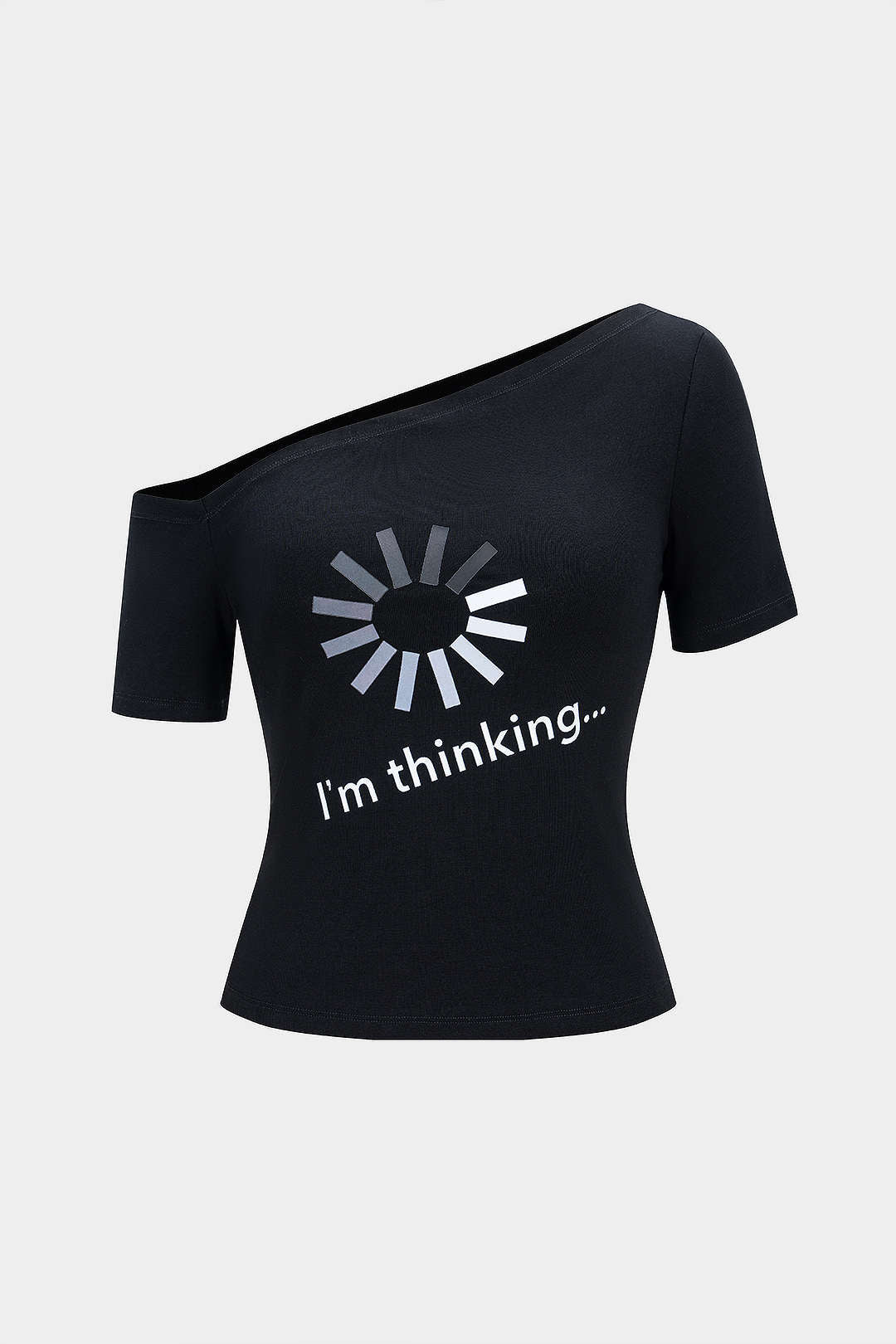 T-shirt court à manches courtes et épaules dénudées avec imprimé lettres