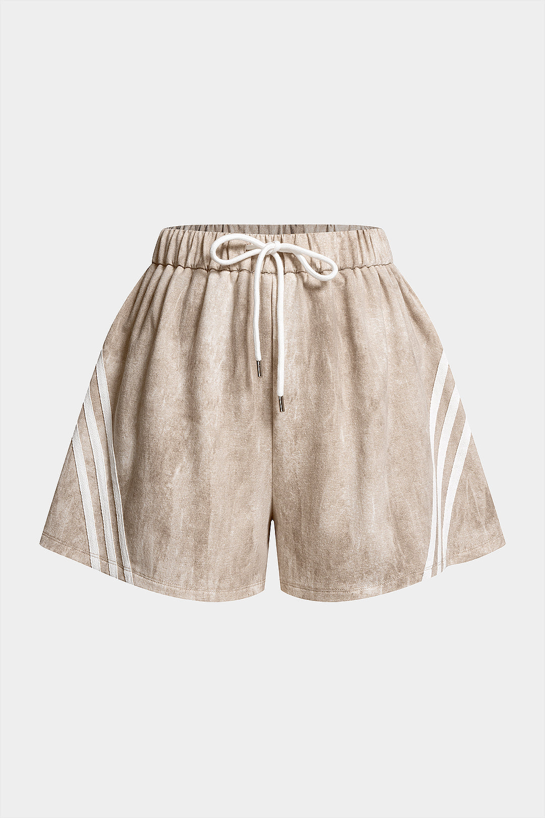 Striped Drawstring Shirred Waistband Wide Leg Shorts
