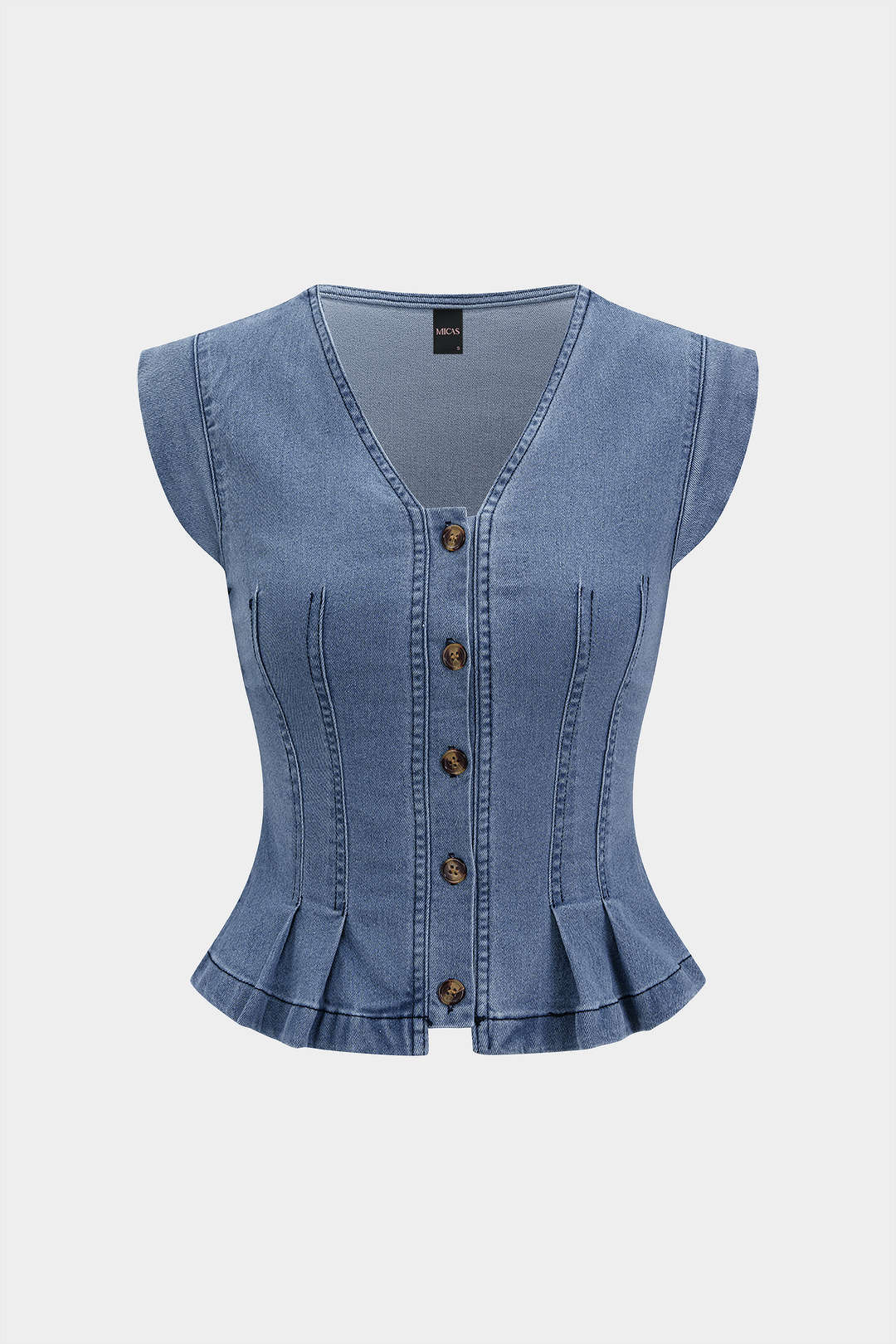 Jeans-Tanktop mit V-Ausschnitt und Raffungen