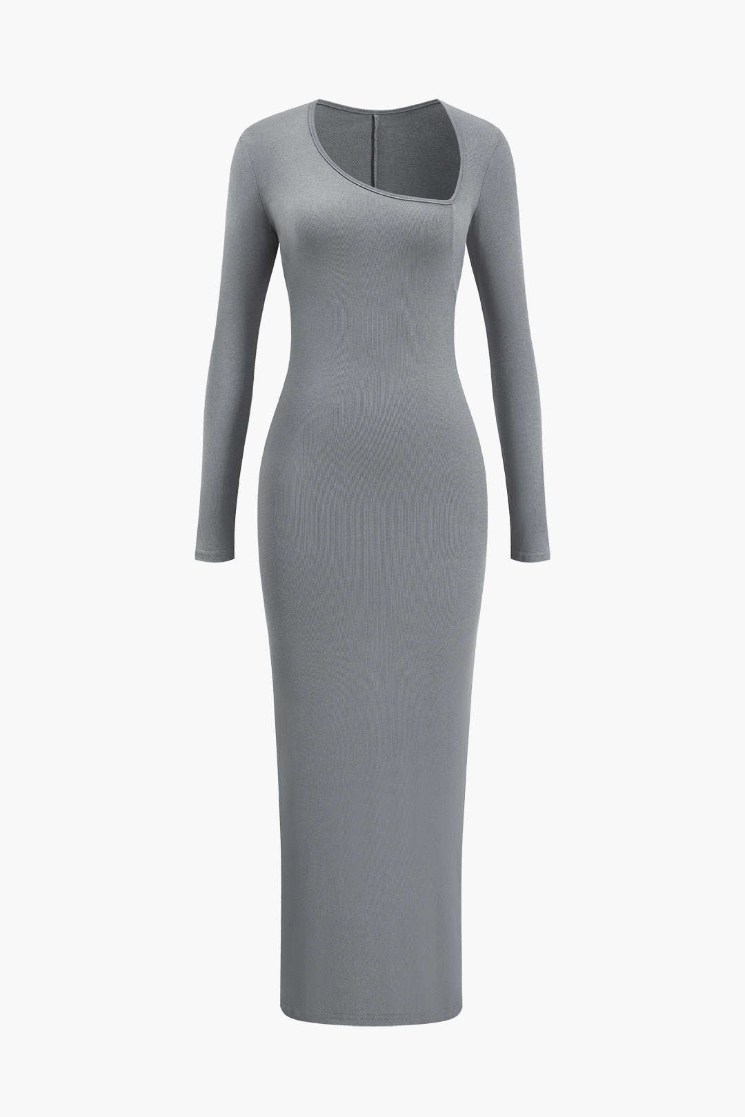 Robe longue asymétrique fendue au cou