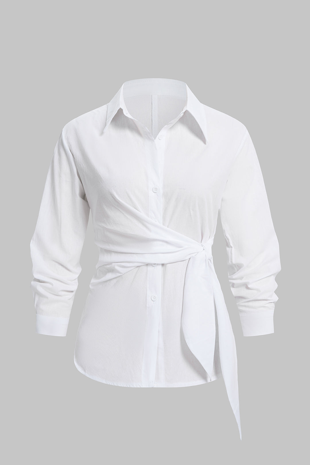 Chemise boutonnée à revers et à nouer sur le devant, à manches longues