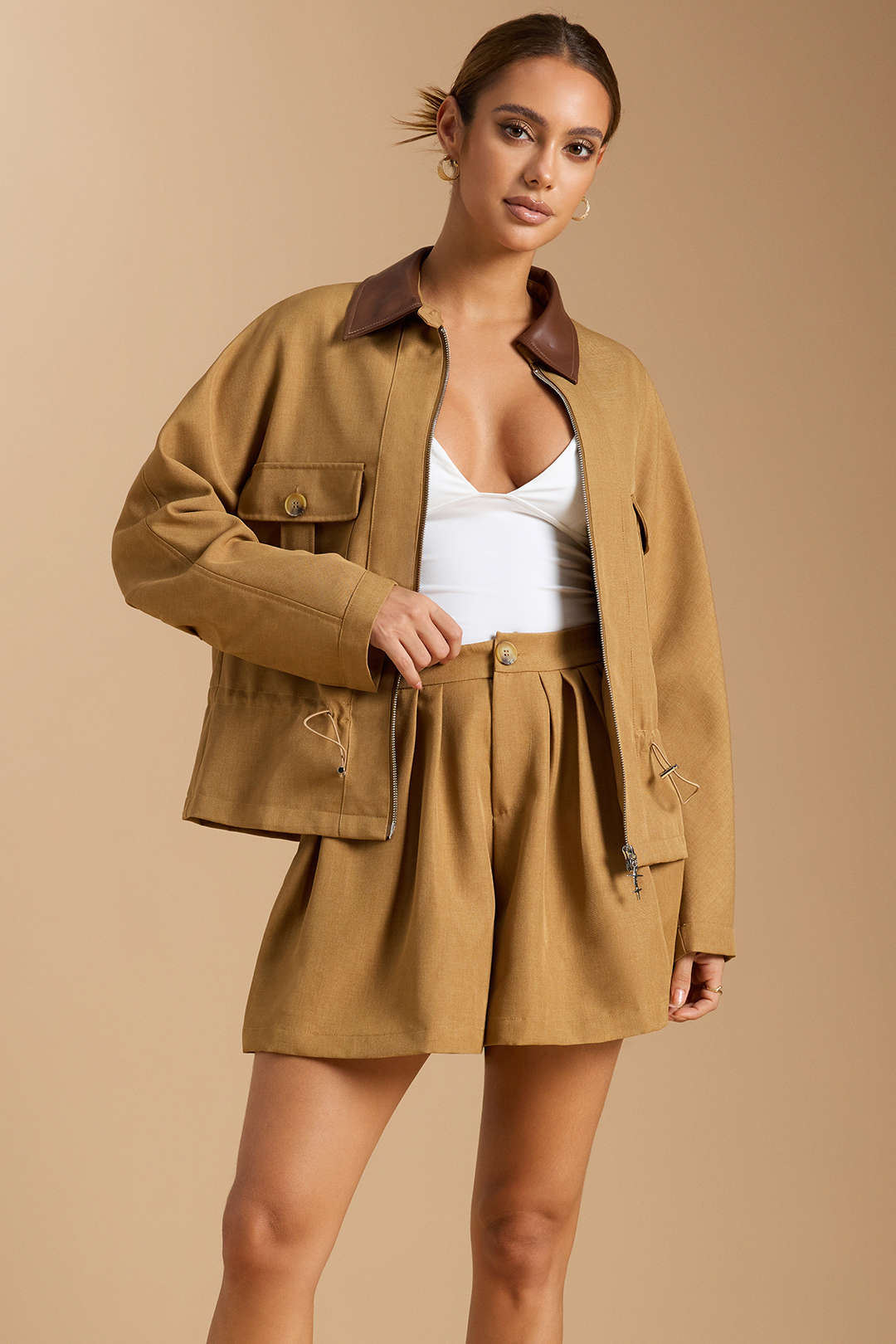 Pleated Wide Leg Shorts