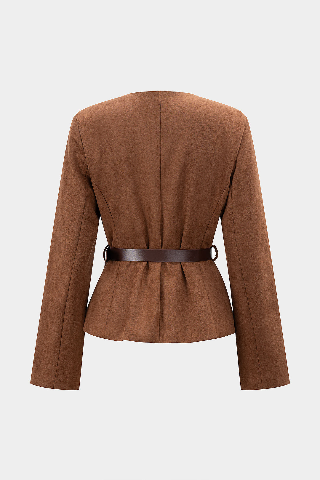 Suede Metallic Button Belted Jacket