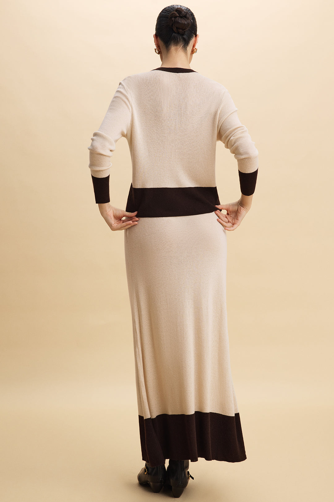 Knit Contrast Ruched Skirt