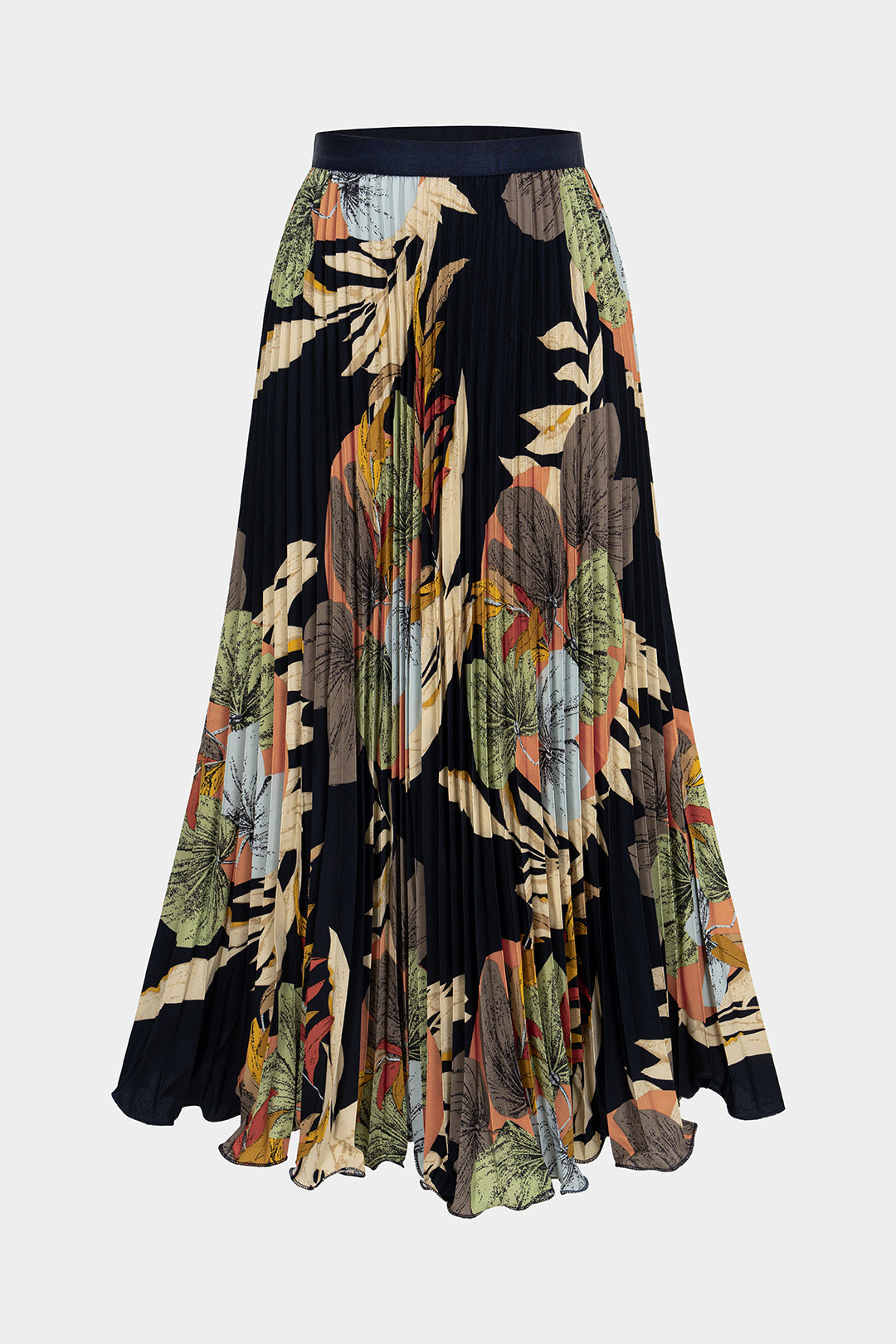 Plissierter Rock mit Blumenmuster und hoher Taille
