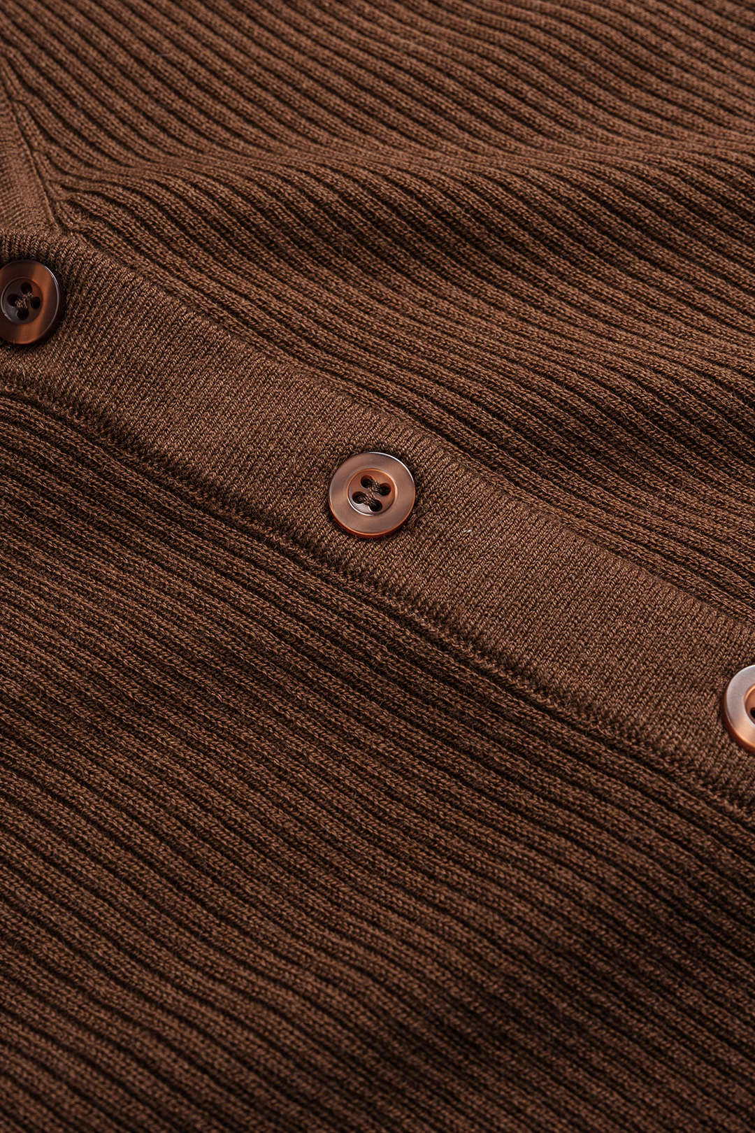 Knit V-Neck Contrast Button Long-Sleeve Top