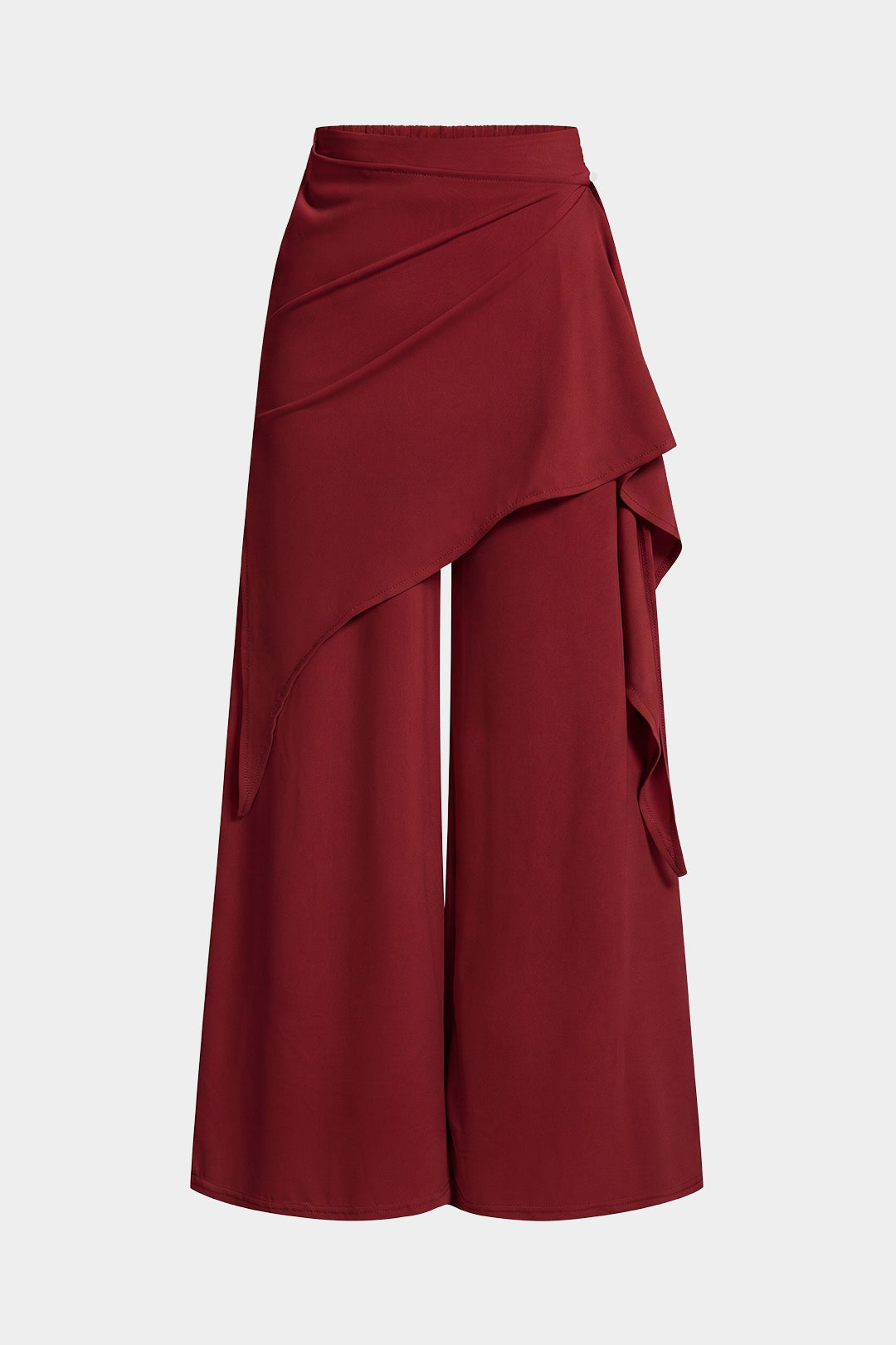 Asymmetrische geraffte Hose mit weitem Bein und Bindedetail