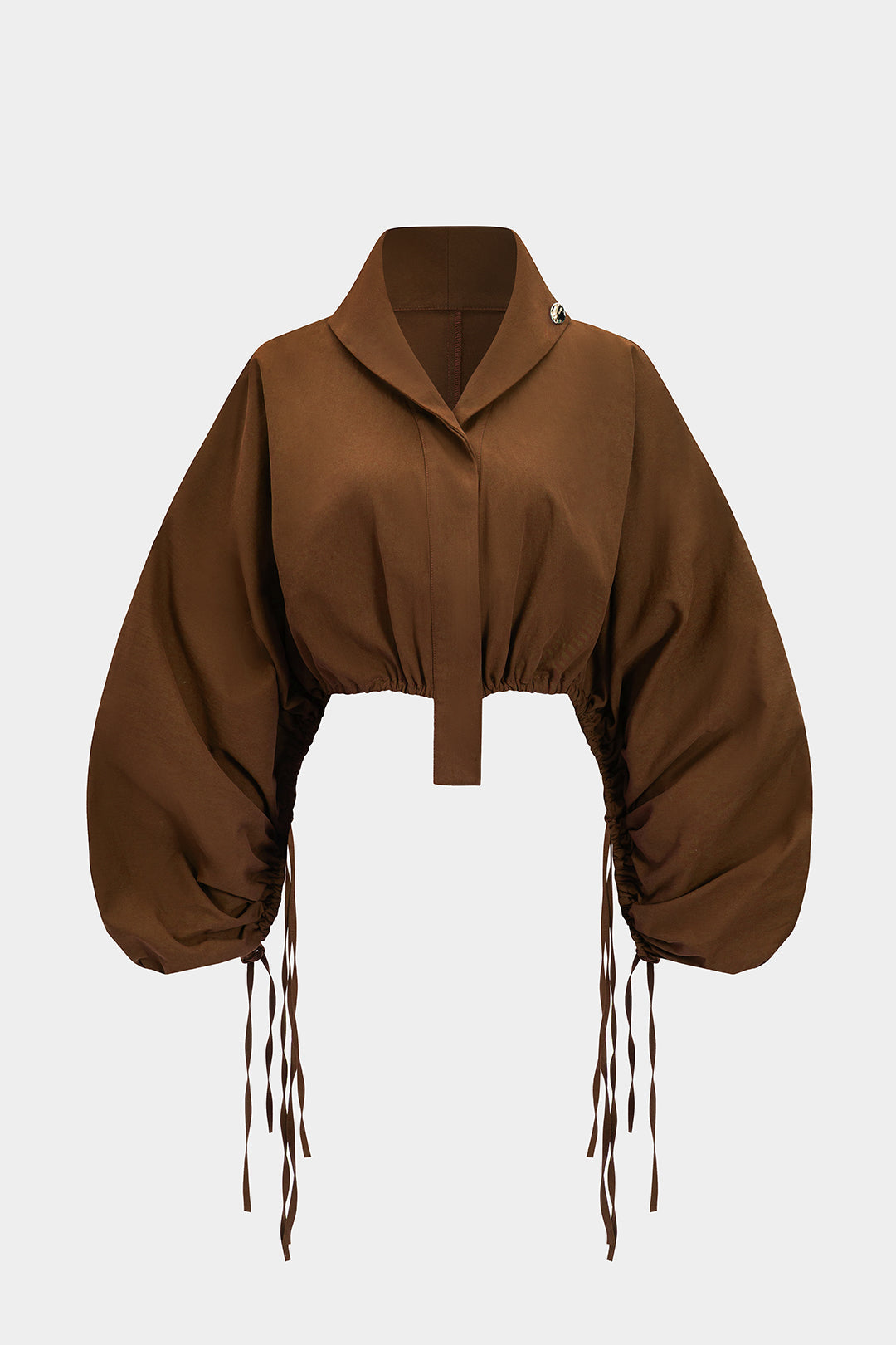 Ruched Drawstring Long-Sleeve Shirt