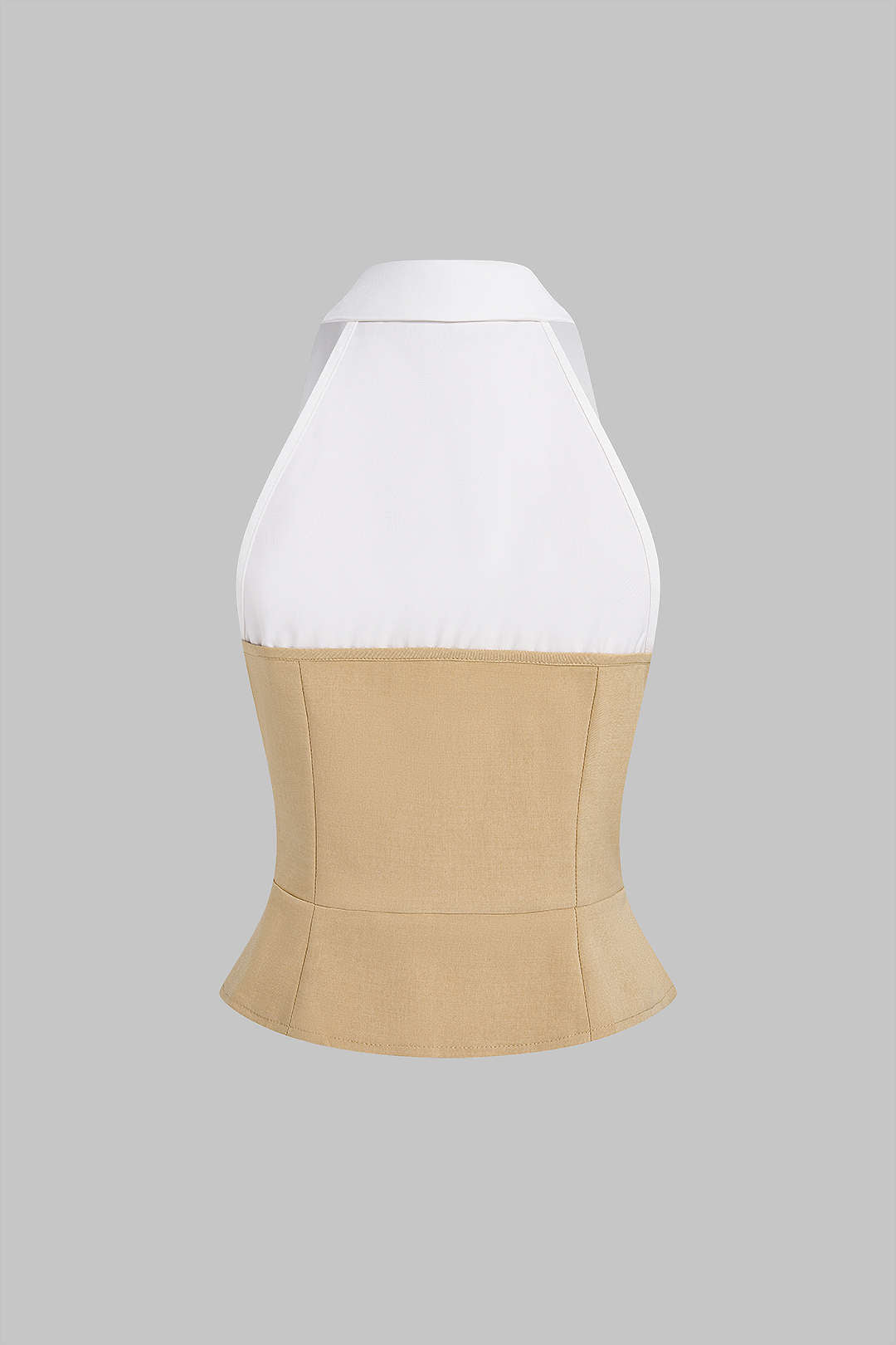 Contrast Lapel Metallic Button Tank Top
