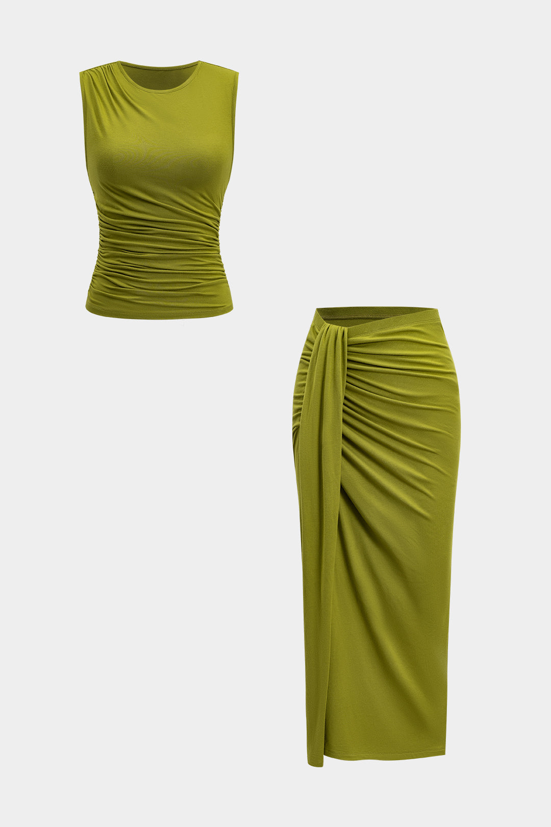 Tanktop und geraffter Rock mit gedrehtem Knoten Set