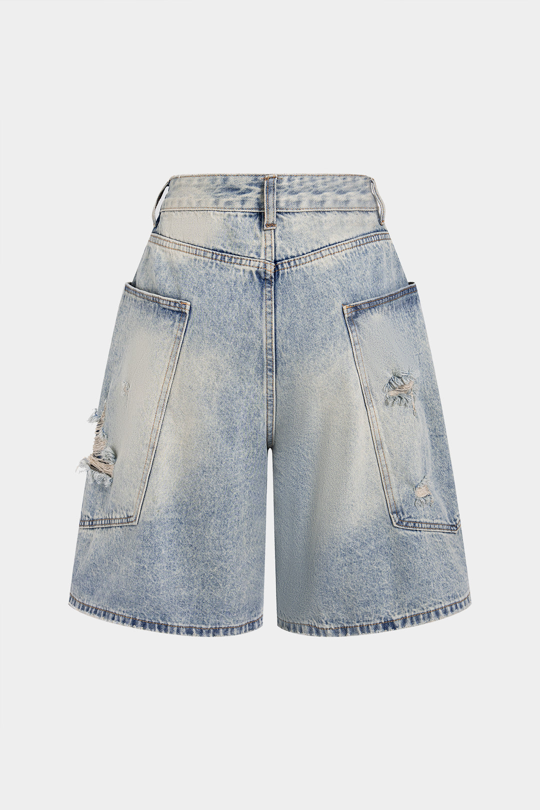 Denim Ripped Pocket Wide Leg Shorts
