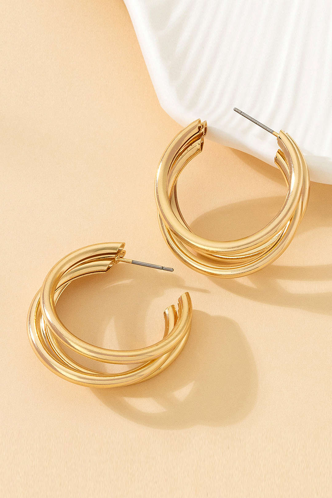 Boucles d'oreilles cercle en métal multicouche