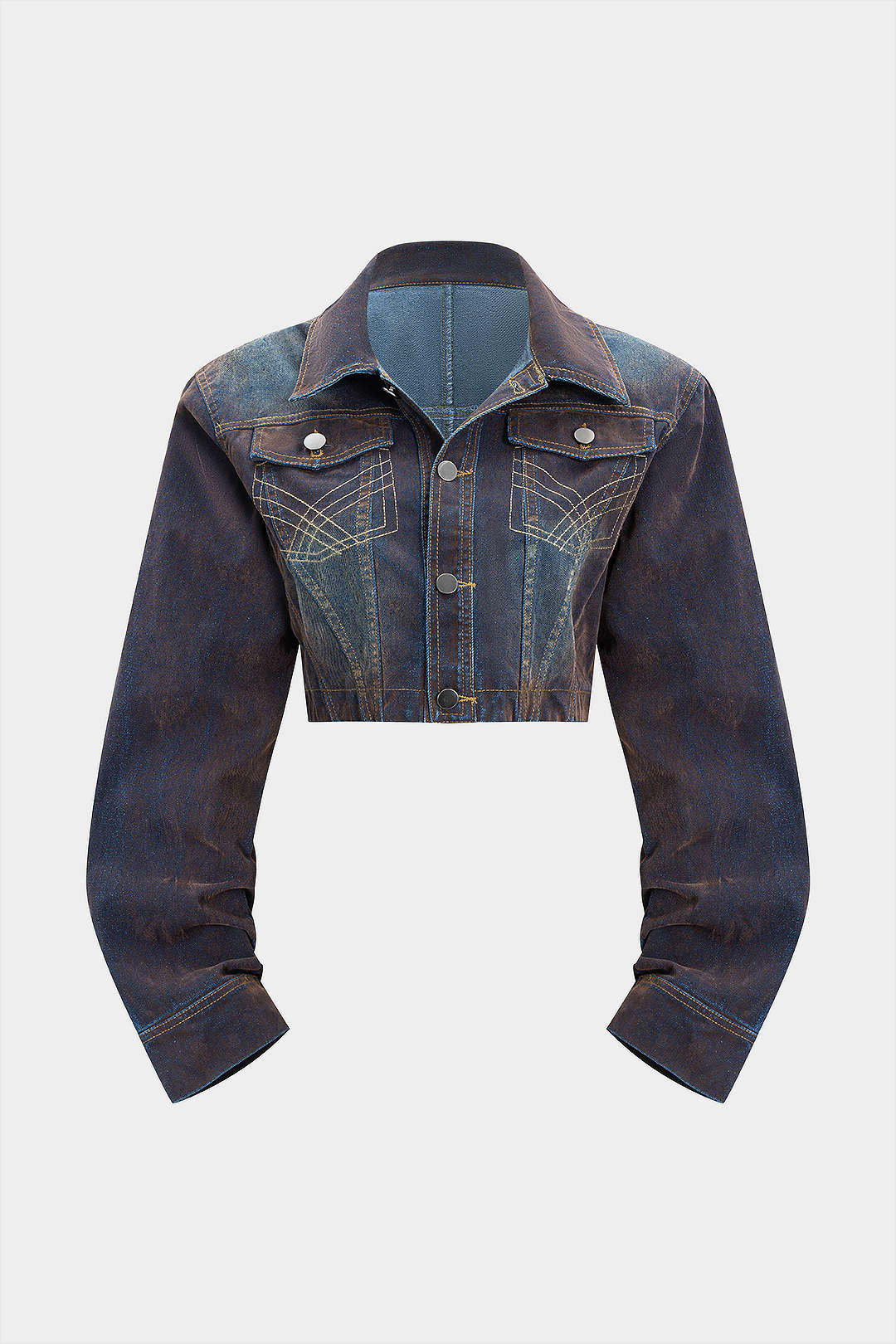 Jeansjacke mit Knopf-Schulterpolstern