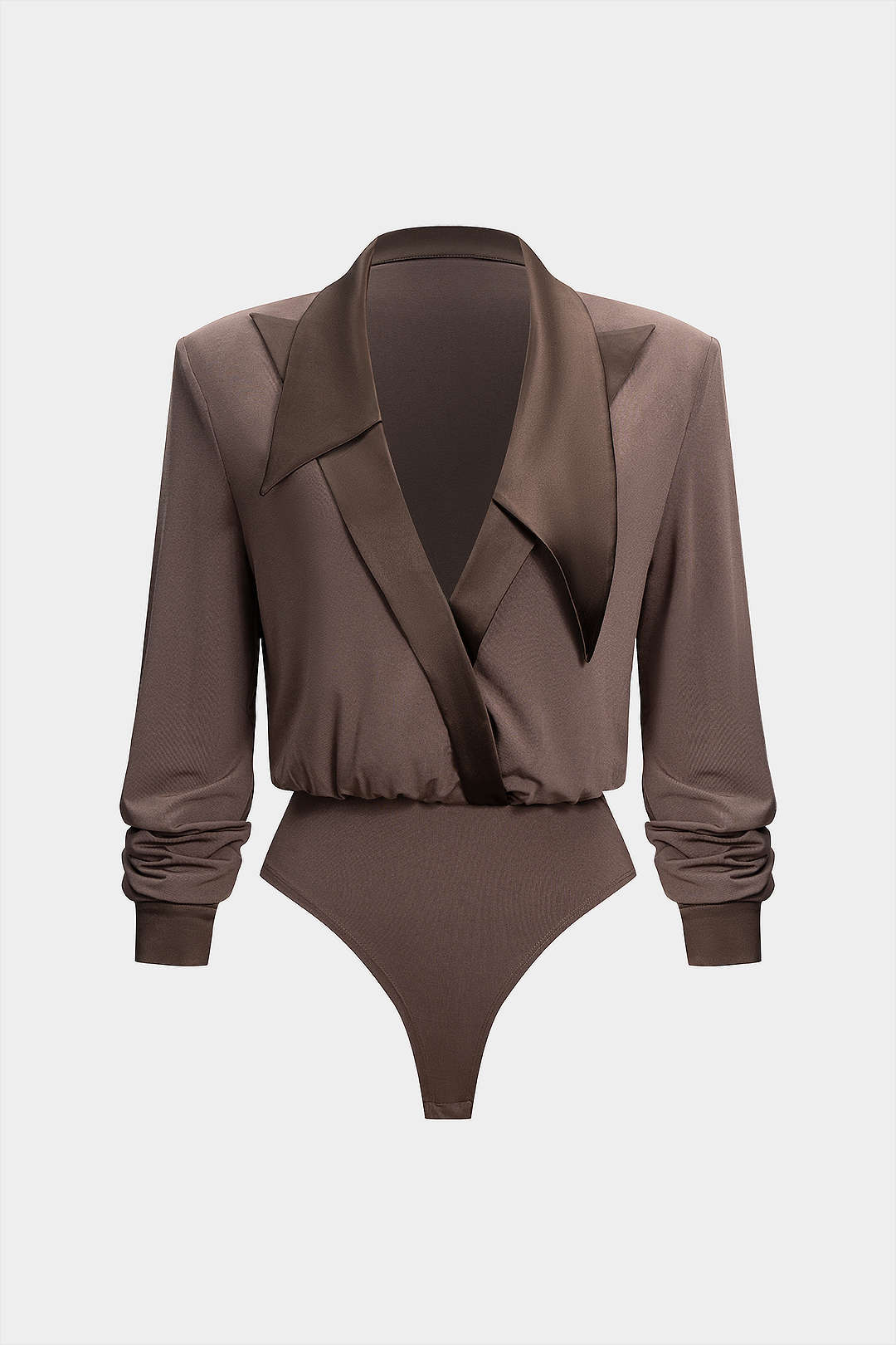Body à manches longues et col en satin patchwork