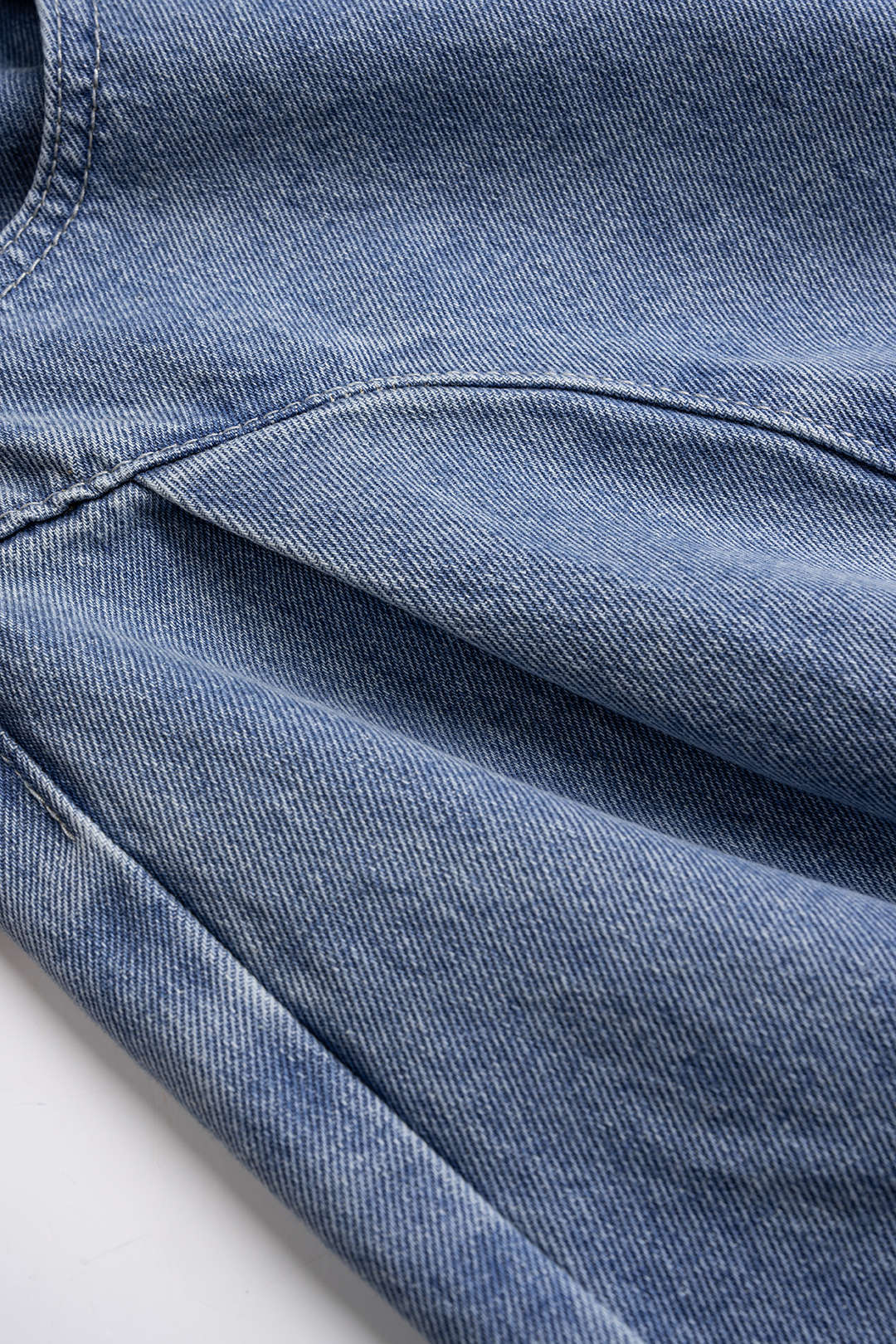 Jean Taille Haute Froncé avec Poches en Denim