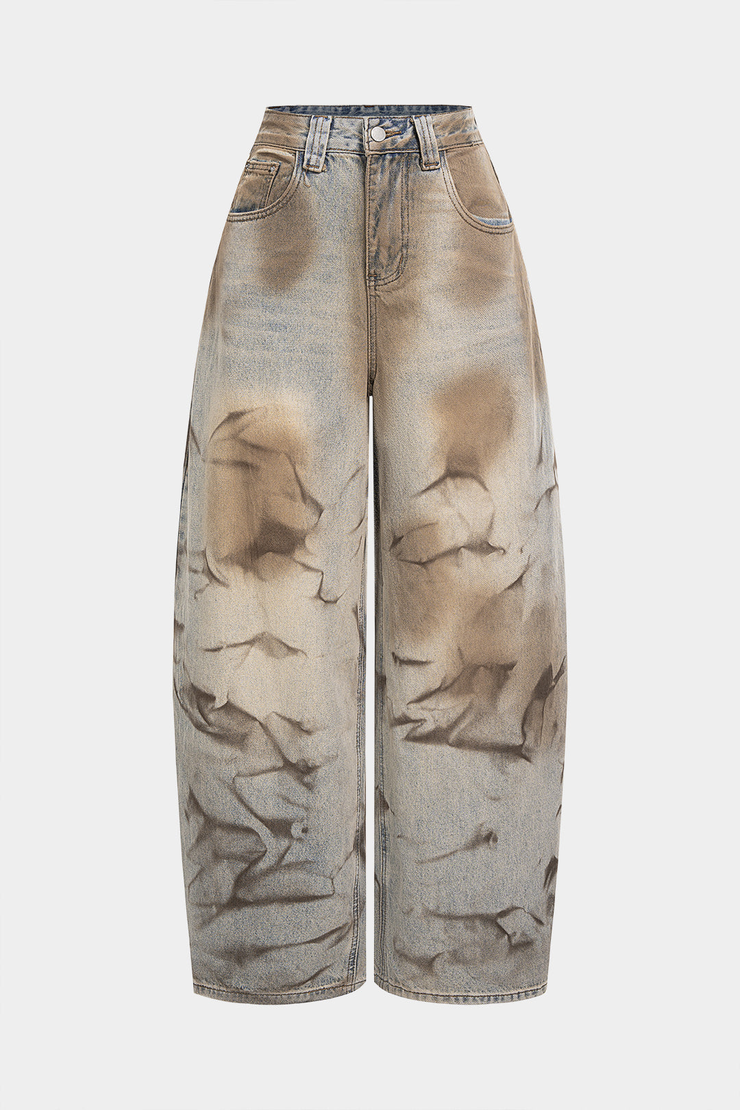 Denim Abstract Print High Waist Wide Leg Jeans